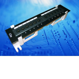 Патч-панель настенная MINI, UTP, 12 портов RJ45, cat.5е, 1U, Dual Type IDC, Netko