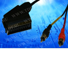 Шнур аудио-видео: SCART (21 pin)-2RCA ( длина 1.2 м, сборный) Cabletech