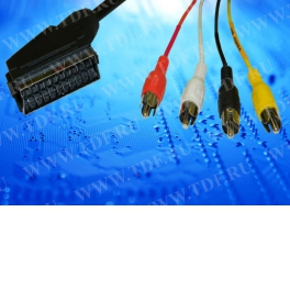 Шнур аудио-видео: SCART (21 pin)-4RCA ( длина 1.2 м, сборный) Cabletech