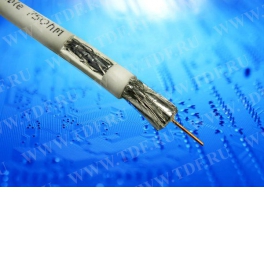 Кабель коаксиальный RG-6 SAT, 75 Ом (CU, оплетка AL), белый